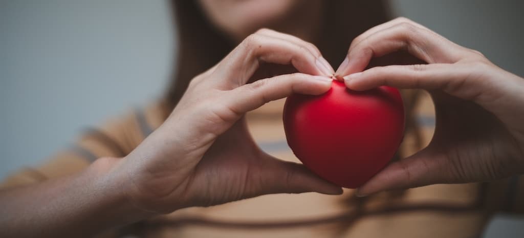 Female hands holding red heart