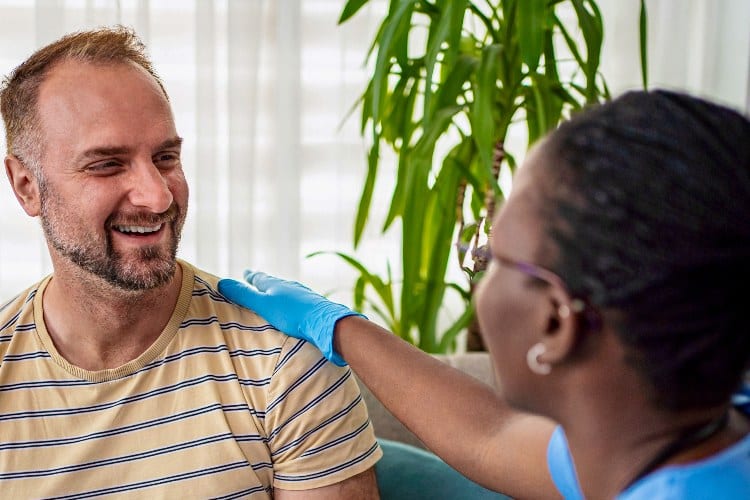 person talking to nurse